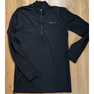 Craft Warm Comfort Cycling Jersey Mens M Black 1/4 Zip Long Sleeve Wool Blend